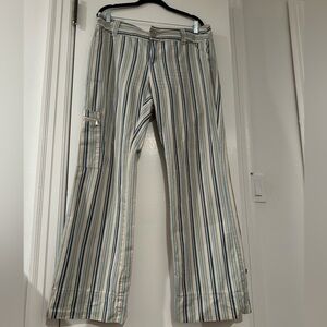 Vintage - 100% cotton pants - boot leg - lower rise - size 12 - blue stripe